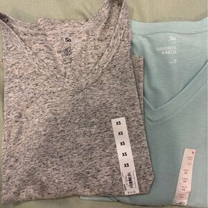SO V-Neck T-Shirts in Heather Gray and Soft Blue